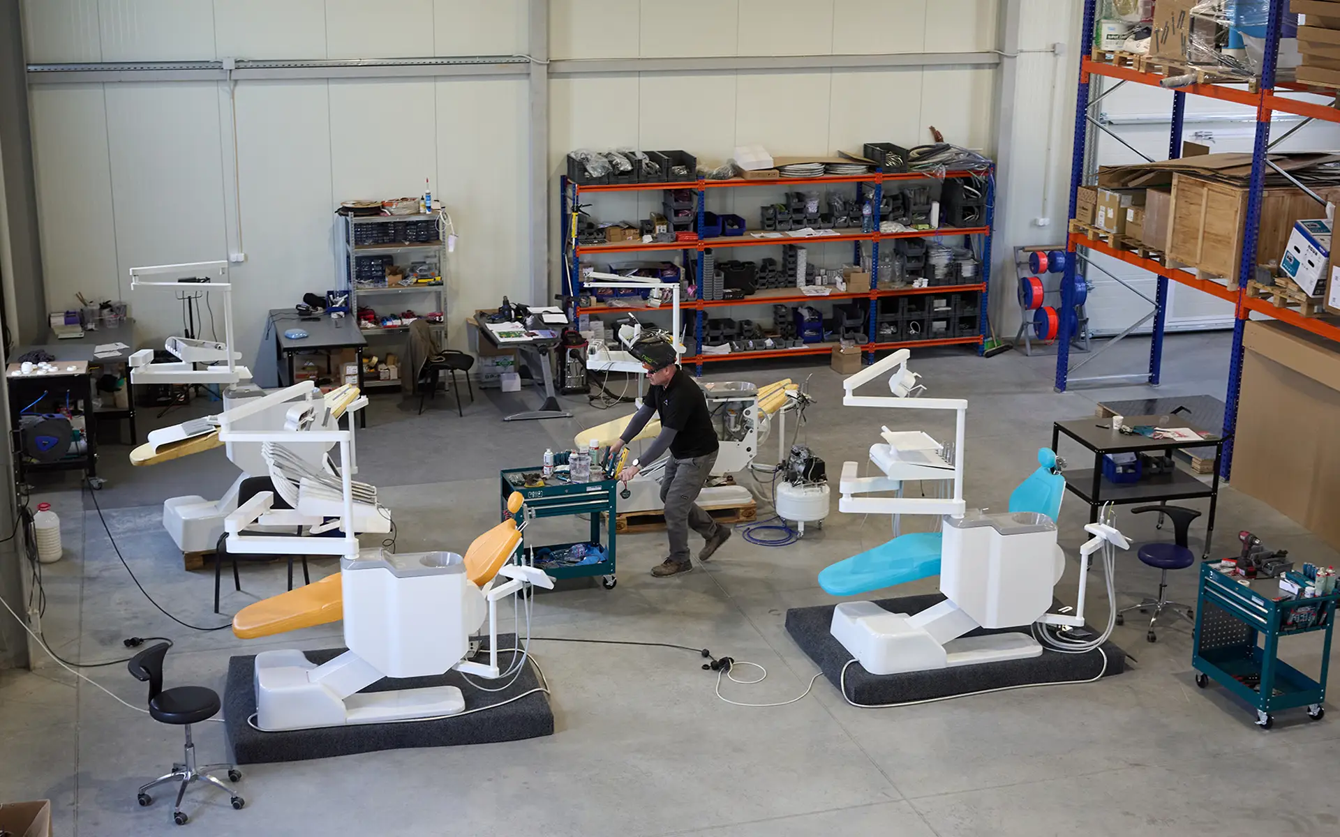 Collisio Dental manufacturing facility — full dental unit production floor